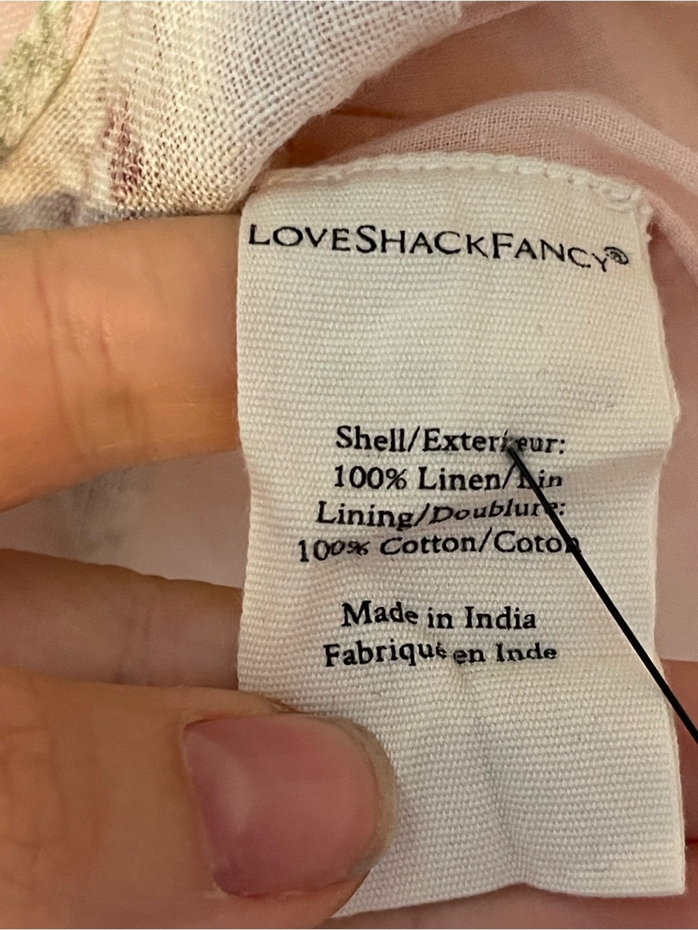 LoveShackFancy Pink Floral Linen Mini Dress Puff Sleeve Bow Detail Size Large - Picture 8 of 11
